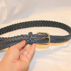 VGT NAVY BLUE Braided Leather Belt,blue leather belt,braided leather belt womens,vintage navy blue leather belt,vintage woven leather belt image 1