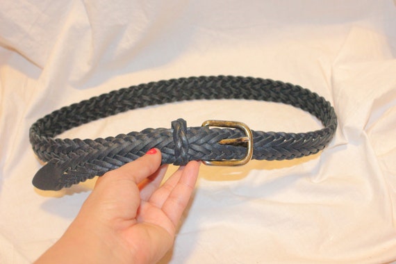 VGT NAVY BLUE Braided Leather Belt,blue leather b… - image 1