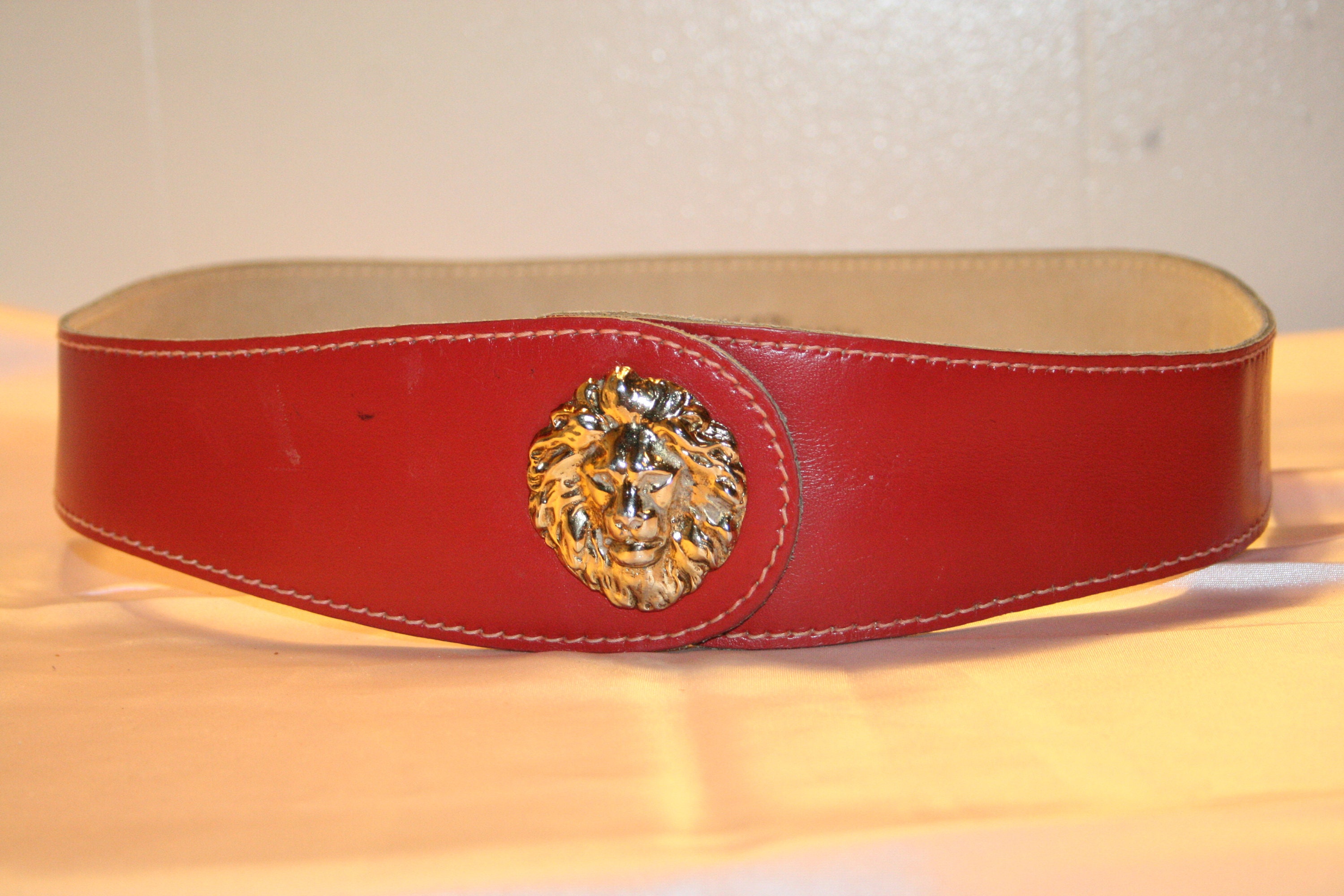 ANNE KLEIN VINTAGE Beltvintage Red Gold Leather Beltvintage - Etsy