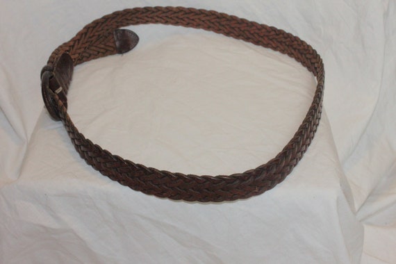 VINTAGE BRAIDED LEATHER Belt,brown leather belt,b… - image 9