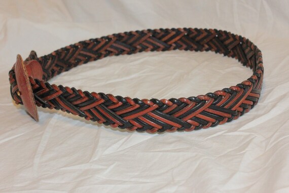 VGT BRAIDED LEATHER Belt,brown black leather belt… - image 8