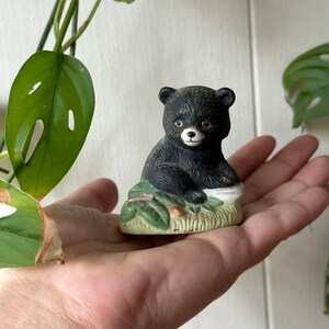 VINTAGE BLACK BEAR,vintage bear porcelain,vintage black bear figurine,vintage black bear homco,vintage porcelain bear decor,black bear decor