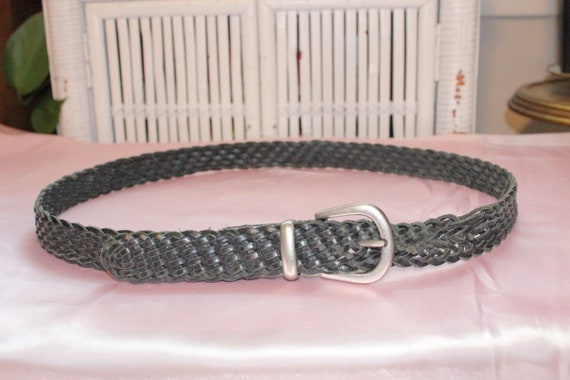 Vintage Braided Leather Belt for women Chocolate Brown Braided Belt, Vintage Wide Brown Woven  main image 4