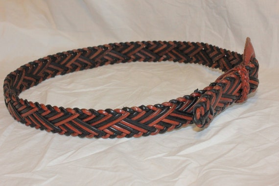 VGT BRAIDED LEATHER Belt,brown black leather belt… - image 4