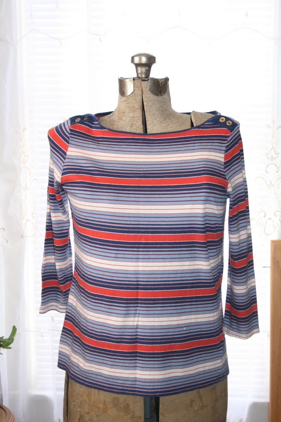 petitie,CLASSIC NAUTICAL STRIPED Shirt,blue white… - image 1