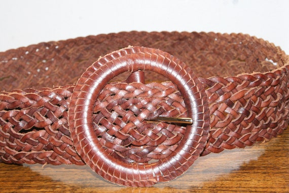 WIDE BOHO BELT,woven leather belt,wide leather be… - image 2