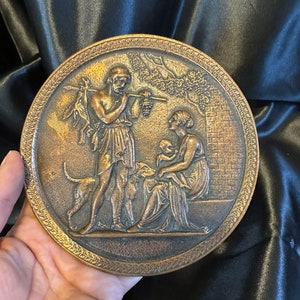 VINTAGE BRONZE GREEK Plaque,vintage bronze greek wall decor,vintage Greek wall decor,bronze embossed Greek plaques,vintage Greek scene decor