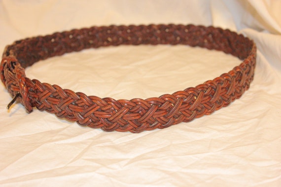 VGT BRAIDED LEATHER Belt,vintage leather buckle b… - image 6