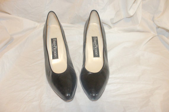 VINTAGE LEATHER BLACK Heels,leather black heels,v… - image 1