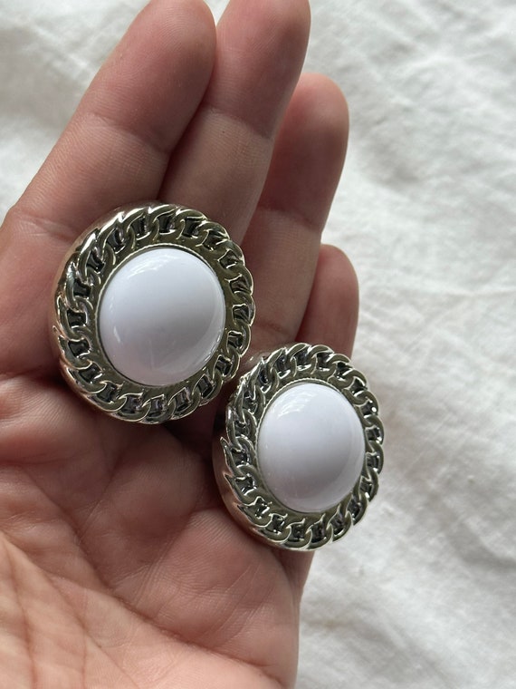 VINTAGE OVERSIZED BUTTON Earrings,vintage big cir… - image 10