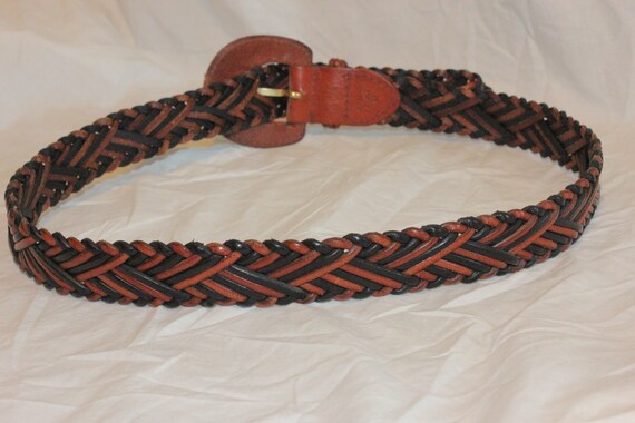 VGT BRAIDED LEATHER Belt,brown black leather belt… - image 6