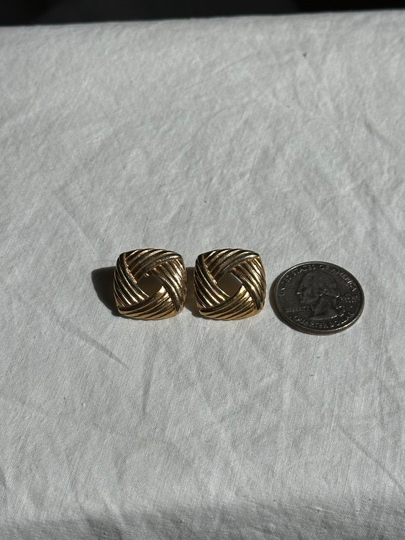 VGT RIBBED SQUARE Earrings,gold square earrings,v… - image 7