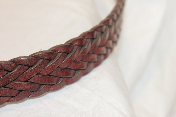 VINTAGE BRAIDED LEATHER Belt,brown leather belt,b… - image 8