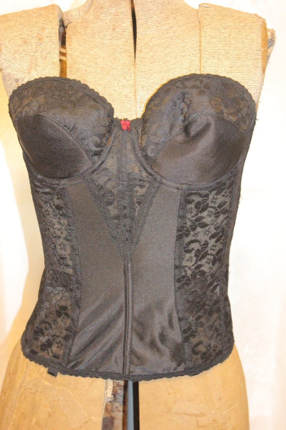 VINTAGE LACE CORSET Tops,black vintage corset top… - image 8