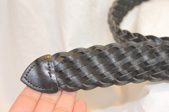 VINTAGE BRAIDED LEATHER Belt,black leather belt,b… - image 7