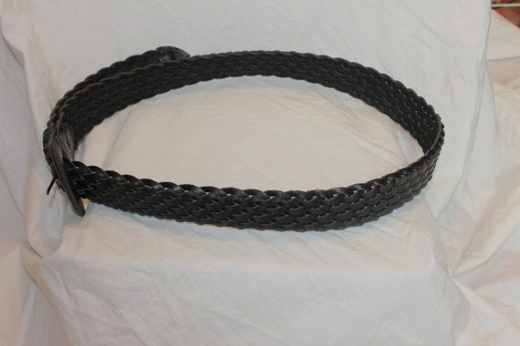 VINTAGE BRAIDED LEATHER Belt,black leather belt,b… - image 9