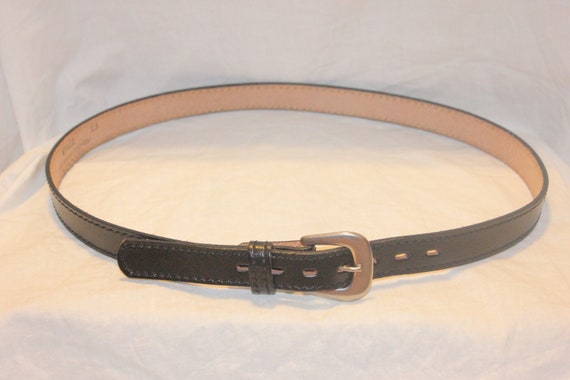 VGT LEATHER BELT,vintage black silver leather bel… - image 1