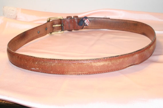 VGT BROWN LEATHER Belt,vintage women leather belt… - image 6
