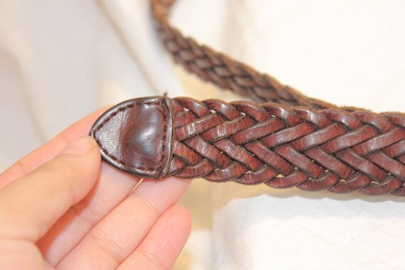 VINTAGE BRAIDED LEATHER Belt,brown leather belt,b… - image 4