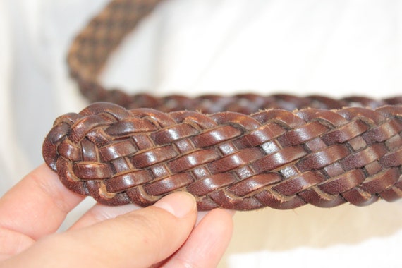 VINTAGE BRAIDED LEATHER Belt,brown leather belt,b… - image 8