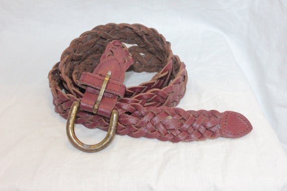 VINTAGE BRAIDED LEATHER Belt,brown leather belt,b… - image 5