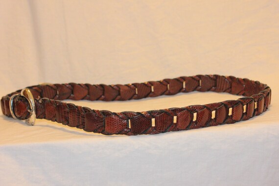 VINTAGE BRAIDED LEATHER Belt,braided leather belt… - image 4