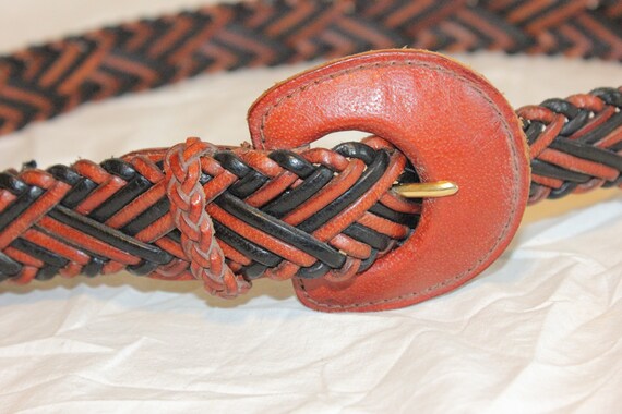 VGT BRAIDED LEATHER Belt,brown black leather belt… - image 3