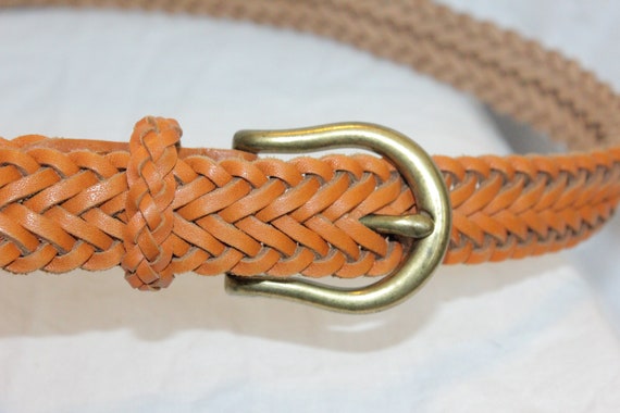 VINTAGE BRAIDED LEATHER Belt,brown leather belt,b… - image 2