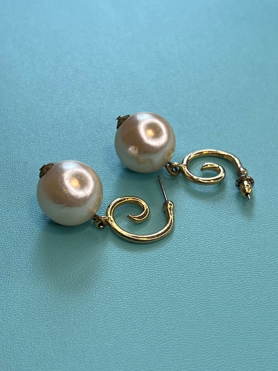 VINTAGE PEARL DANGLE Earrings,vintage pearl drop … - image 7