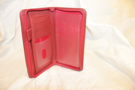 VGT RED LEATHER Wallet,vintage leather clutch wal… - image 2