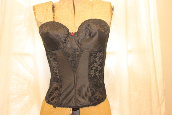 VINTAGE LACE CORSET Tops,black vintage corset top… - image 1