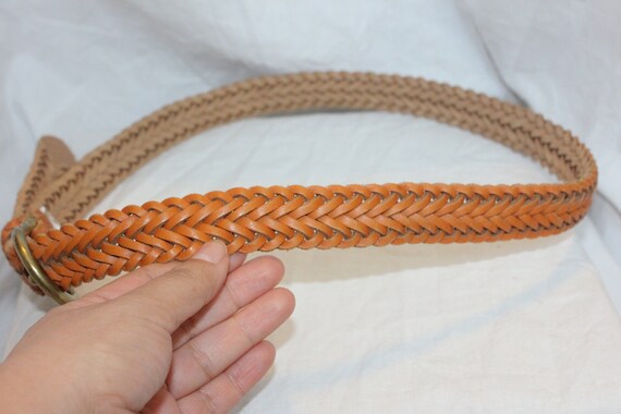 VINTAGE BRAIDED LEATHER Belt,brown leather belt,b… - image 5