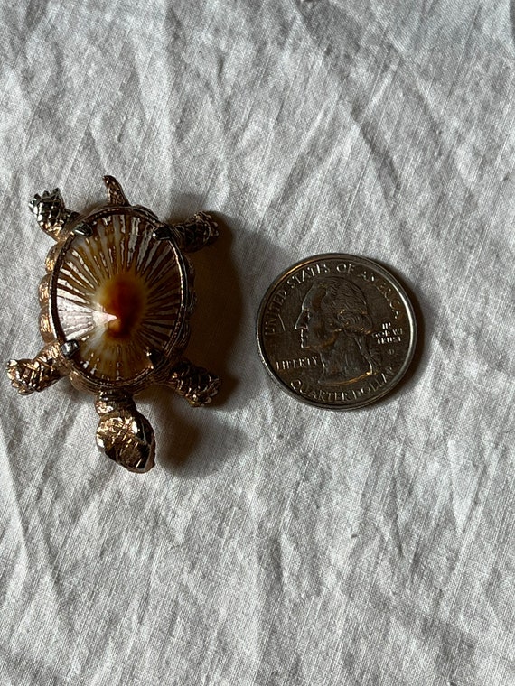 VINTAGE TURTLE SHELL Brooch,vintage turtle gold b… - image 8