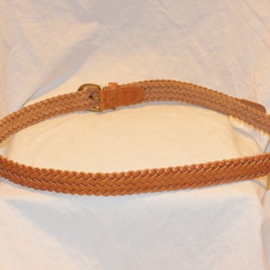 VGT BRAIDED LEATHER Belt,brown leather belt,braided leather belt womens,vintage small braided leather belt,vintage leather belt brass buckle image 8
