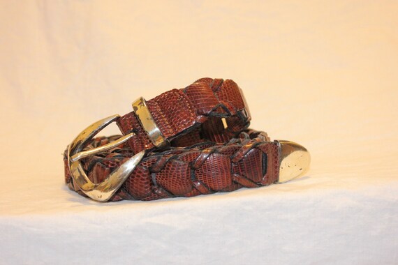 VINTAGE BRAIDED LEATHER Belt,braided leather belt… - image 5