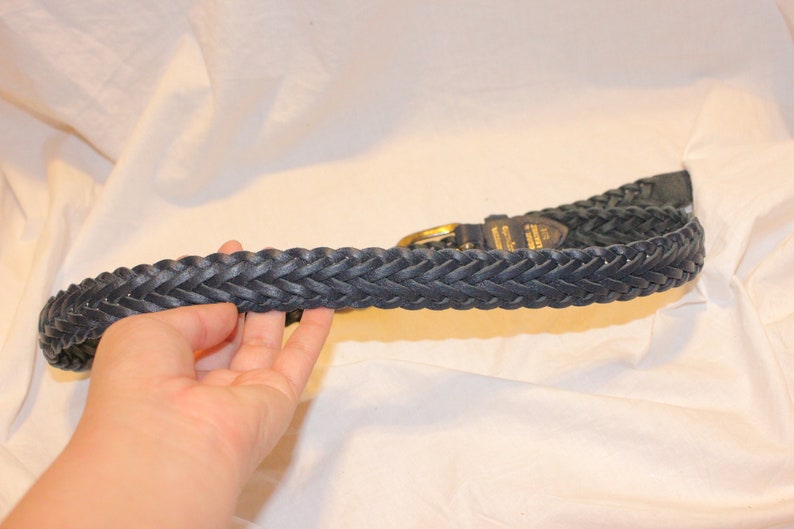 VGT NAVY BLUE Braided Leather Belt,blue leather belt,braided leather belt womens,vintage navy blue leather belt,vintage woven leather belt image 6