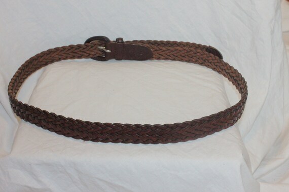 VINTAGE BRAIDED LEATHER Belt,brown leather belt,b… - image 7