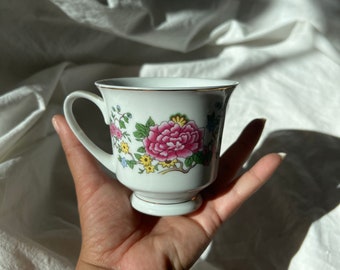 VINTAGE PINK FLOWER Cup,vintage hippie cup,pink flower coffee cup,vintage flower retro cup,vintage mothers day cup,vintage flower mug,cup