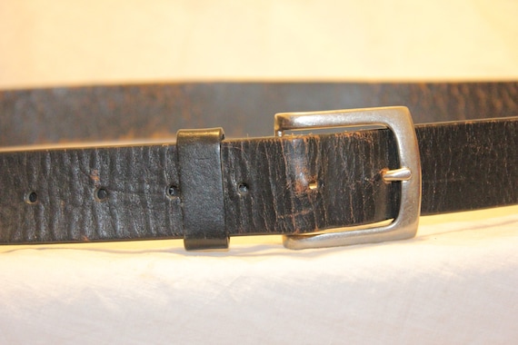 VGT LEATHER BELT,vintage black silver leather bel… - image 2