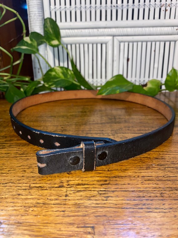 VINTAGE LEATHER SKINNY Belt,vintage black leather bel… Gem