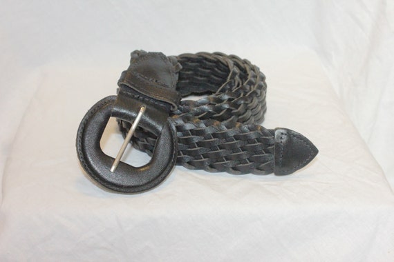 VINTAGE BRAIDED LEATHER Belt,black leather belt,b… - image 3