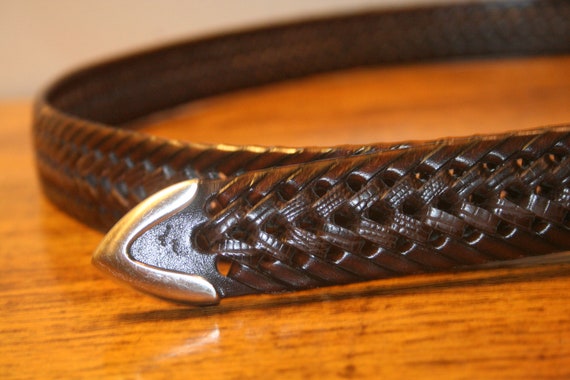 VINTAGE BRAIDED LEATHER Belt,leather biker belt,v… - image 6