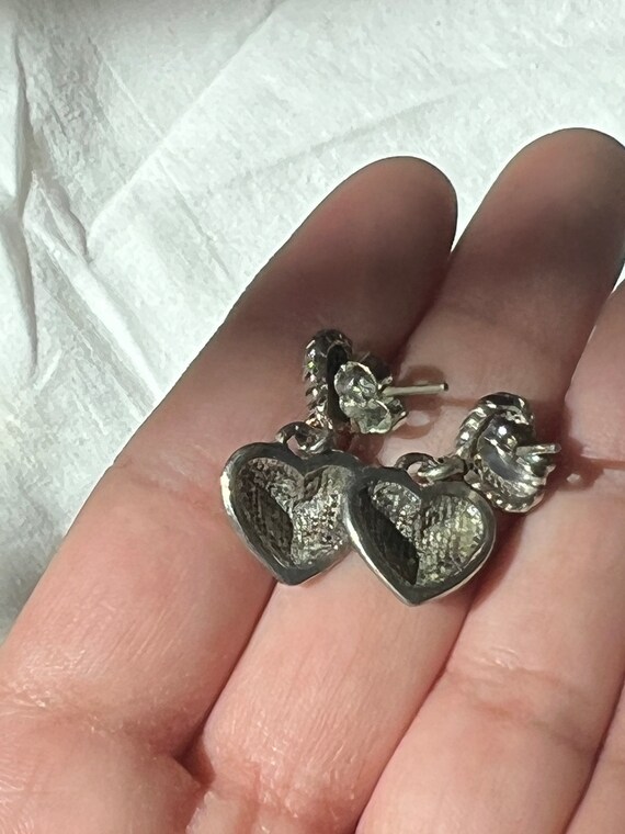 VINTAGE HEART DANGLE Earrings,vintage heart earri… - image 3