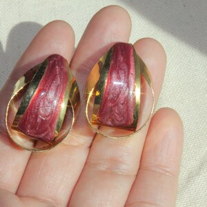 VTG OVERSIZE EARRINGS,oversized statement earrings,vintage big earrings,vintage gold enamel earrings,vintage big enamel earrings,earrings