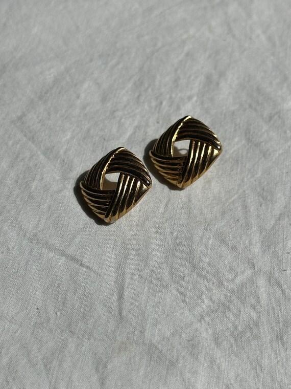 VGT RIBBED SQUARE Earrings,gold square earrings,v… - image 10