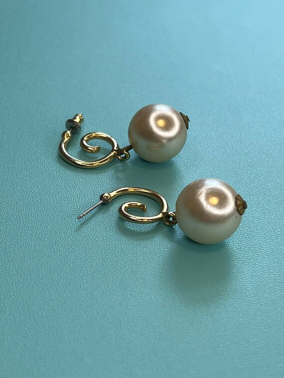 VINTAGE PEARL DANGLE Earrings,vintage pearl drop … - image 9