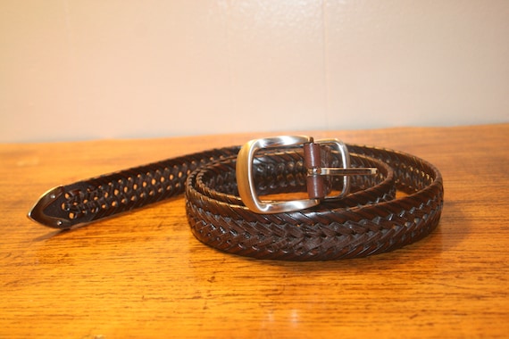 VINTAGE BRAIDED LEATHER Belt,leather biker belt,v… - image 1