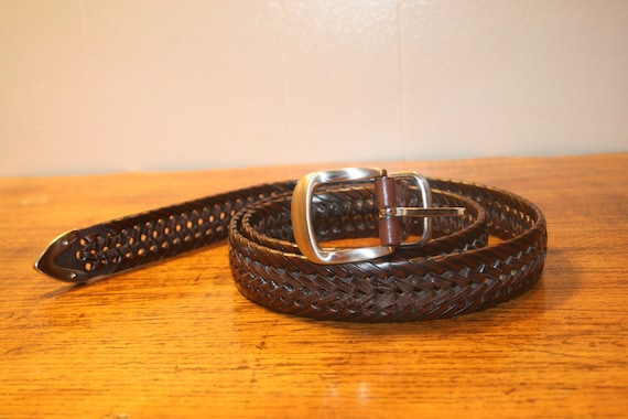 VINTAGE BRAIDED LEATHER Belt,leather Biker Belt,vintage  display picture 1