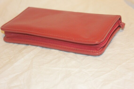 VGT RED LEATHER Wallet,vintage leather clutch wal… - image 7