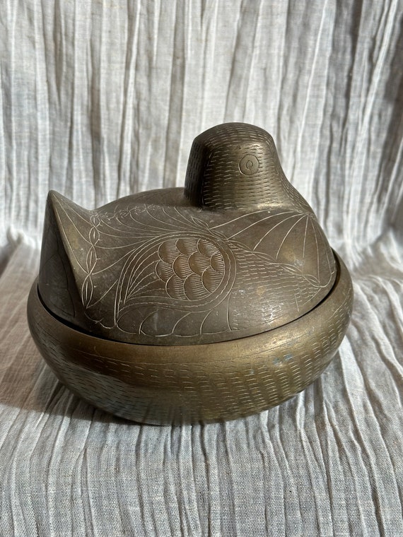VINTAGE BRASS BIRD Box,vintage bird box,vintage br